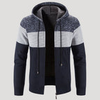 Men’s Tri Colour Knit Zip Hoodie Warm Casual Jacket