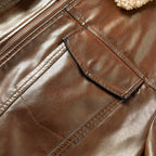 Men’s Faux Shearling Collar Leather Aviator Jacket