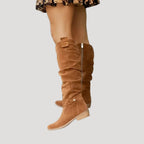 Women’s Slouchy Knee High Boots Low Heel Tall Fashion Shoes