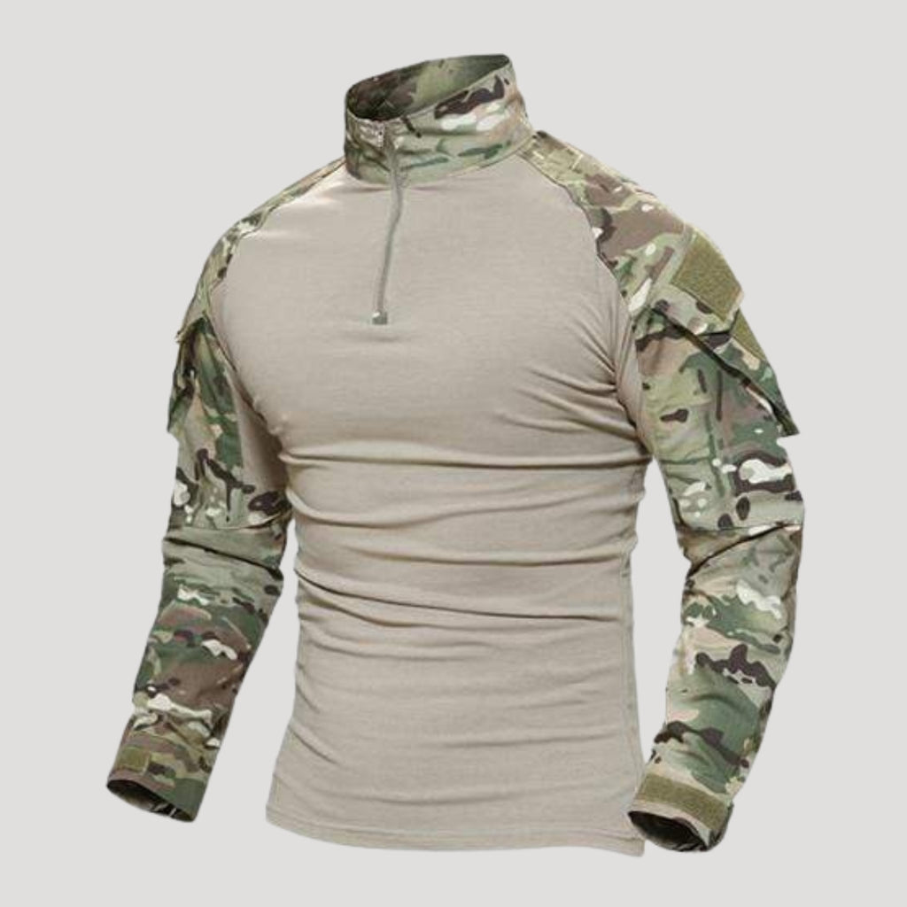 Men’s Tactical Quarter Zip Long Sleeve Military Shirt