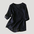 Women’s Blouse V Neck Short Sleeve Embroidered Casual Loose