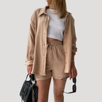 Women’s Shirt And Shorts Two Piece Matching Set