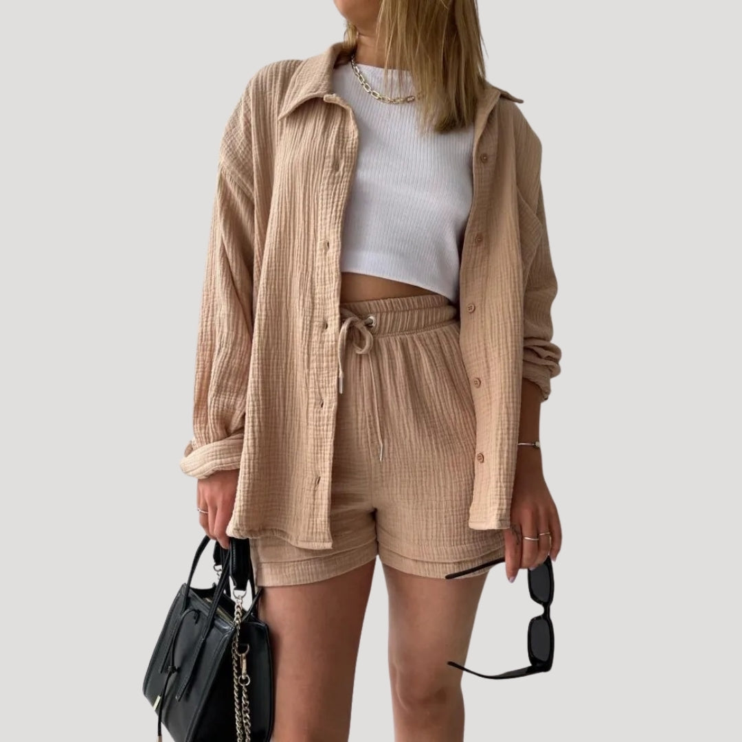 Women’s Shirt And Shorts Two Piece Matching Set