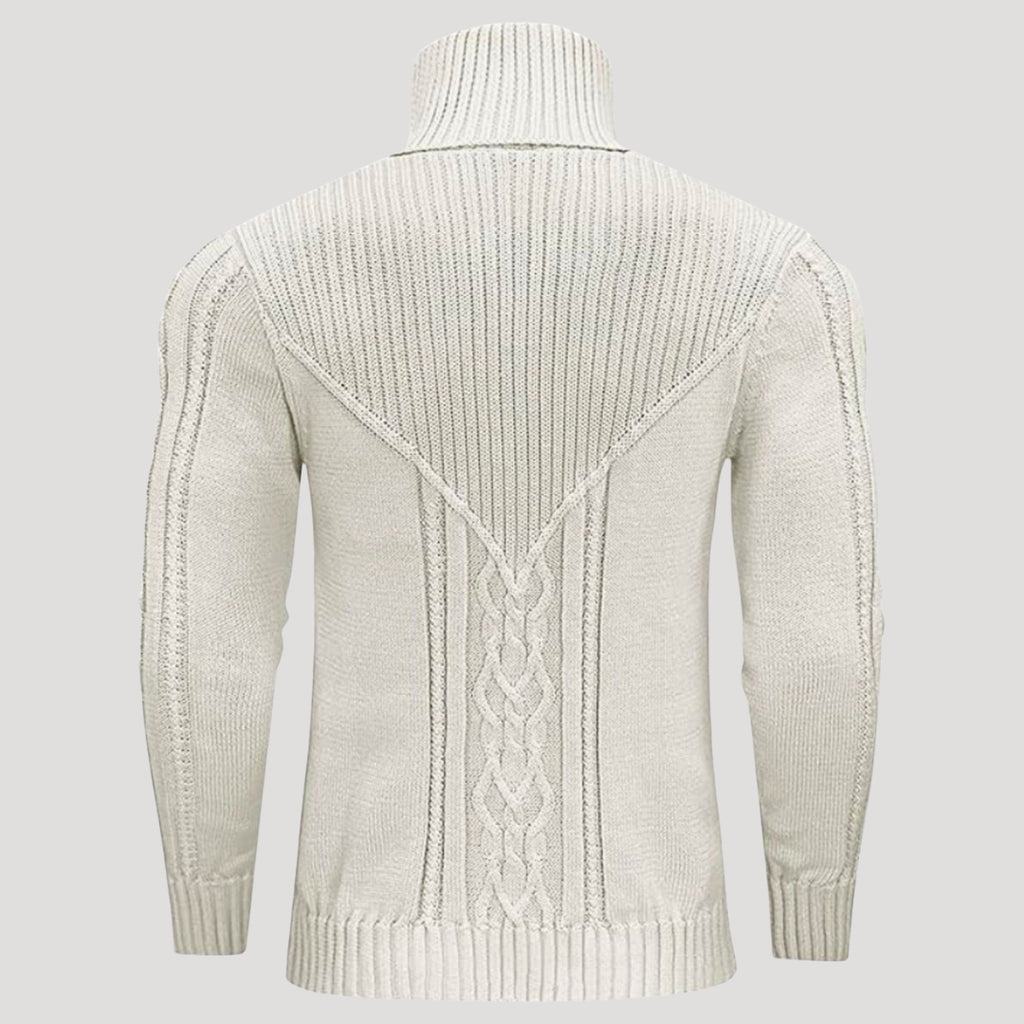 Men’s Ribbed Turtleneck Knit Sweater Slim Fit Pullover