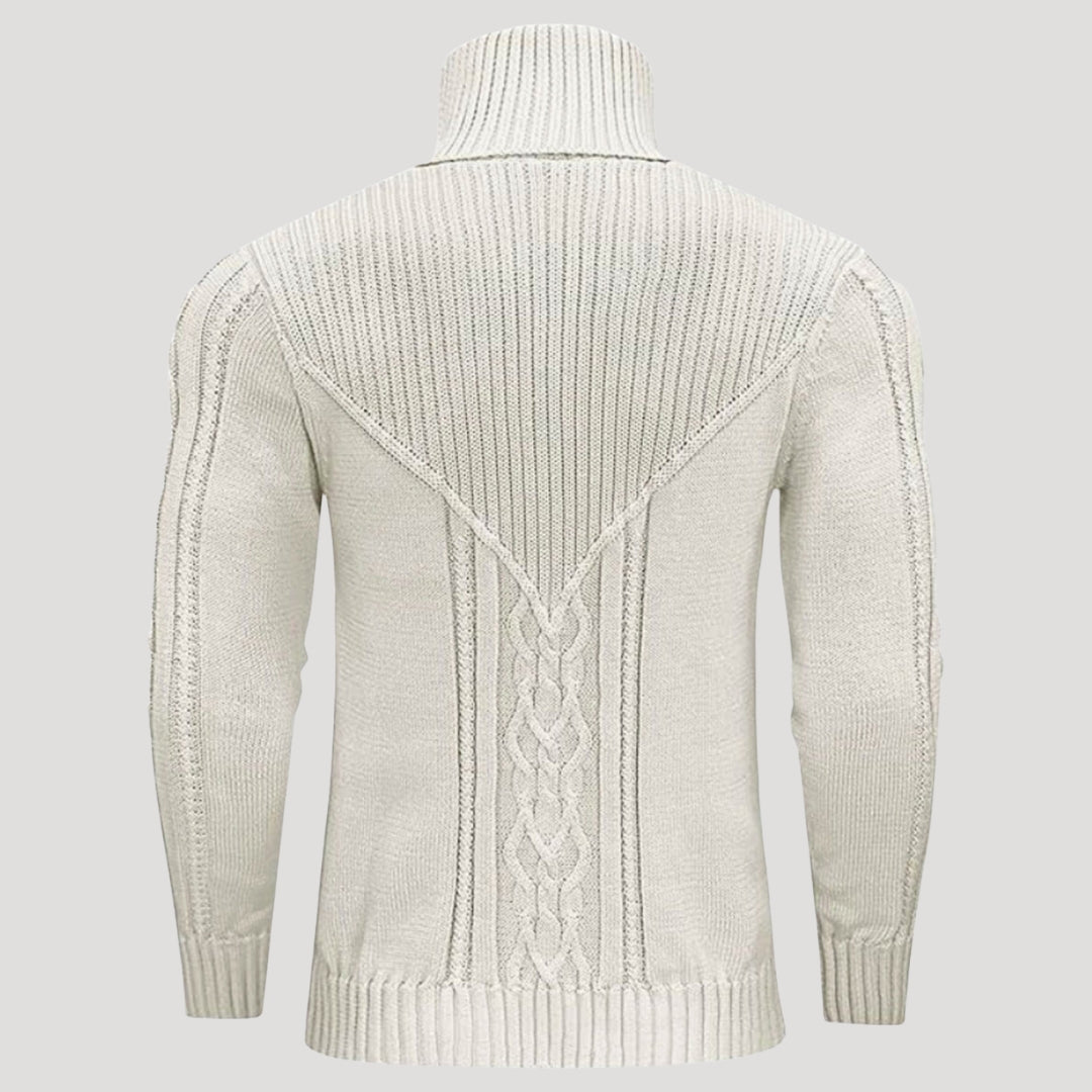 Men’s Ribbed Turtleneck Knit Sweater Slim Fit Pullover