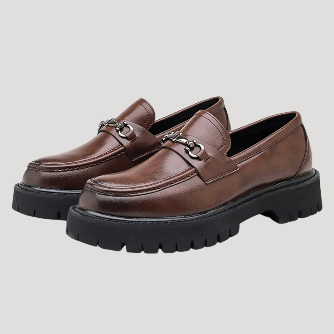 Women’s Loafers Chunky Platform Leather Slip On Shoes