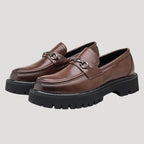 Women’s Loafers Chunky Platform Leather Slip On Shoes