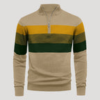 Men’s Striped Quarter Zip Sweater Casual Knit Pullover Top