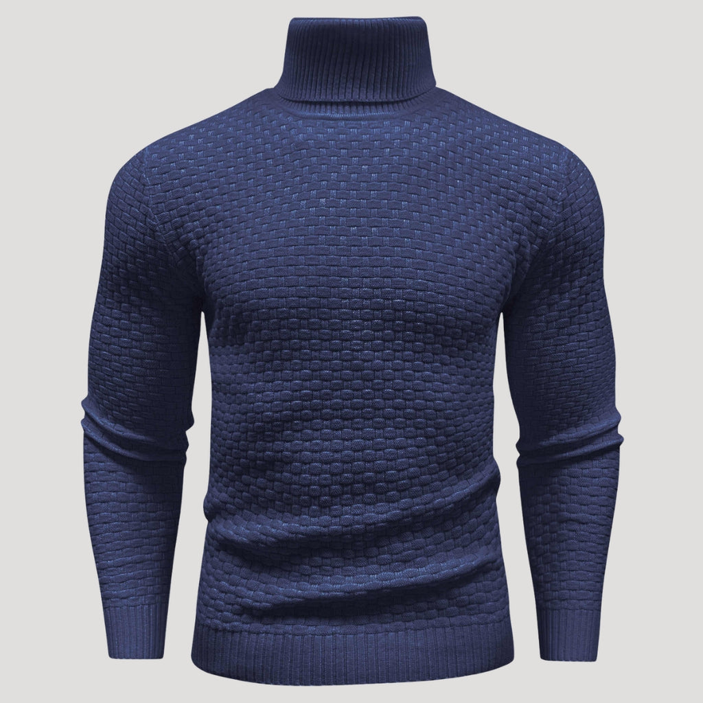 Men’s Textured Turtleneck Knit Sweater Casual Pullover Top