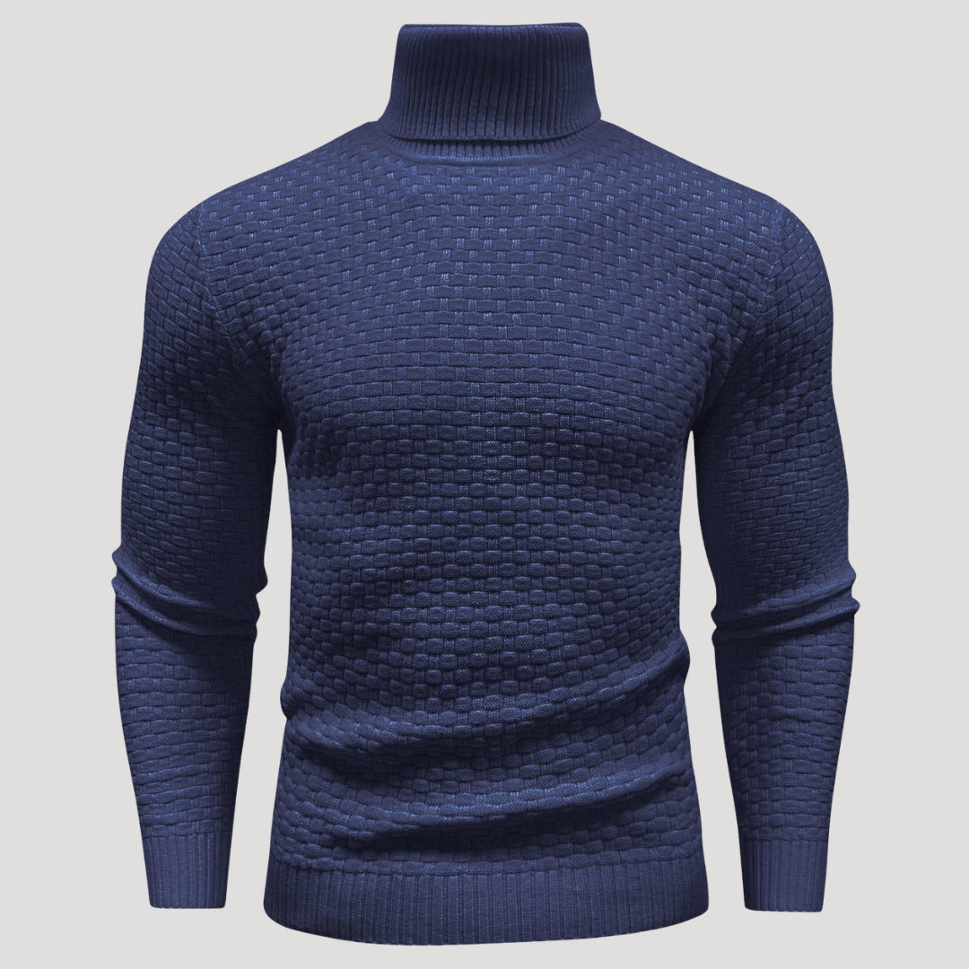 Men’s Textured Turtleneck Knit Sweater Casual Pullover Top