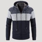 Men’s Tri Colour Knit Zip Hoodie Warm Casual Jacket