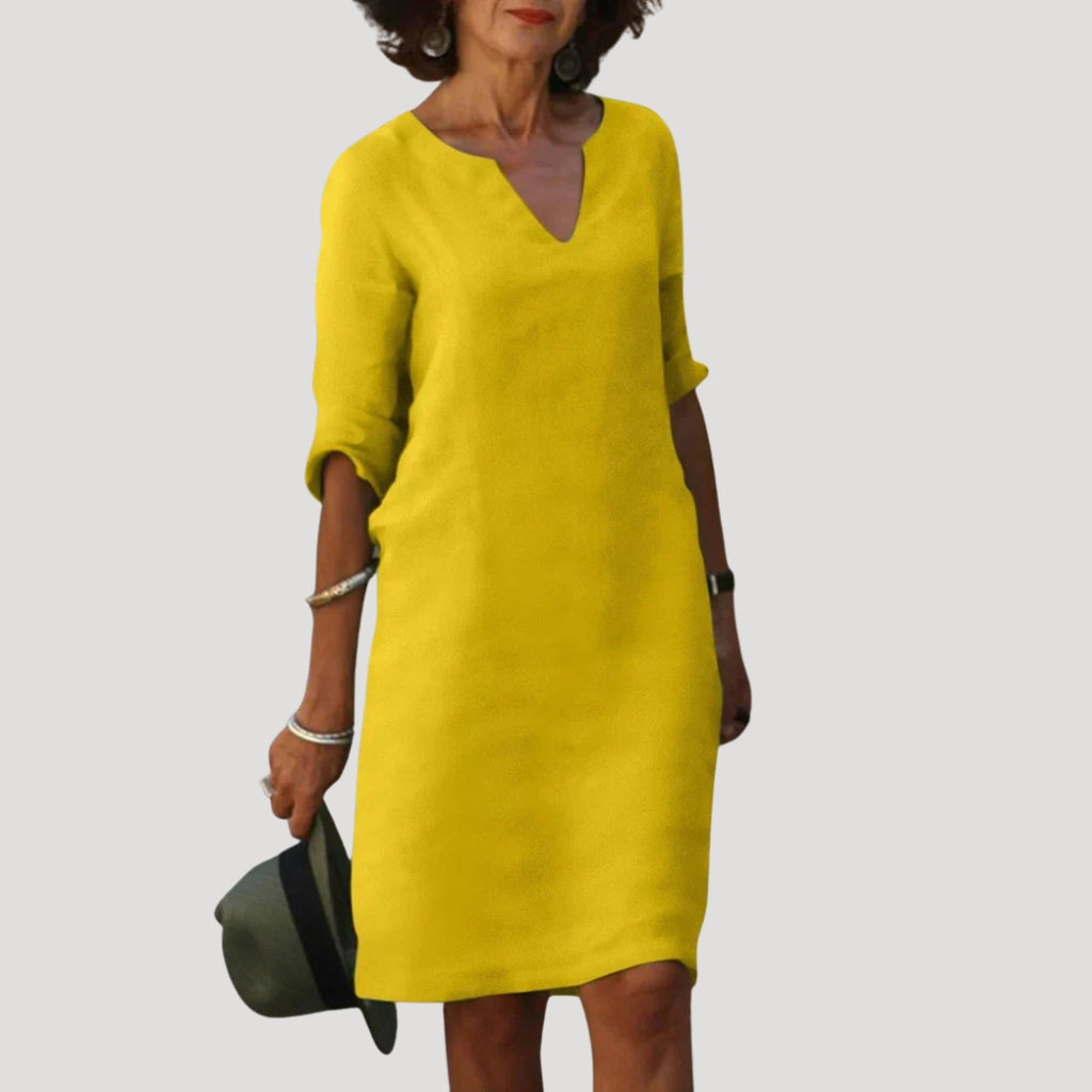 Women’s Summer Dress Casual Midi Shift V Neck Sleeve