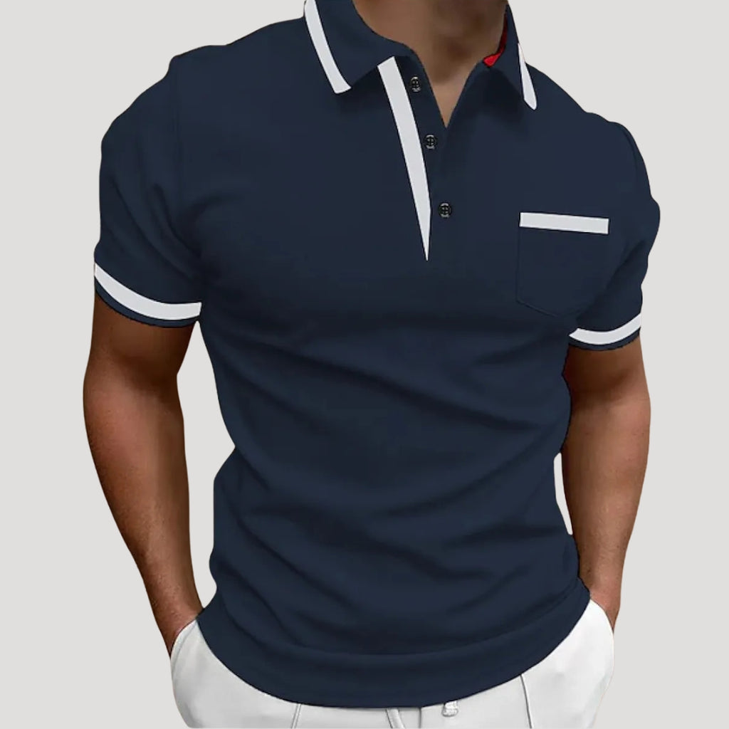 Men’s Short Sleeve Polo Shirt Contrast Trim Casual Fit