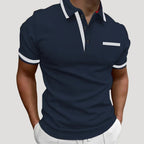 Men’s Short Sleeve Polo Shirt Contrast Trim Casual Fit