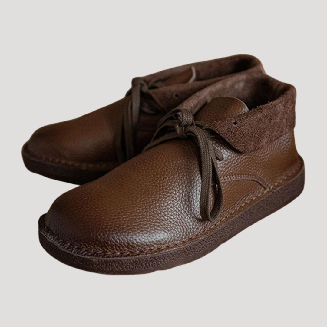 Women’s Shoes Brown Leather Casual Walking Slip On Flat