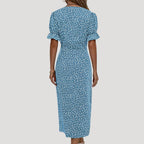 Women’s Summer Dress Midi Wrap Floral Casual V Neck