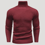 Men’s Textured Turtleneck Knit Sweater Casual Pullover Top