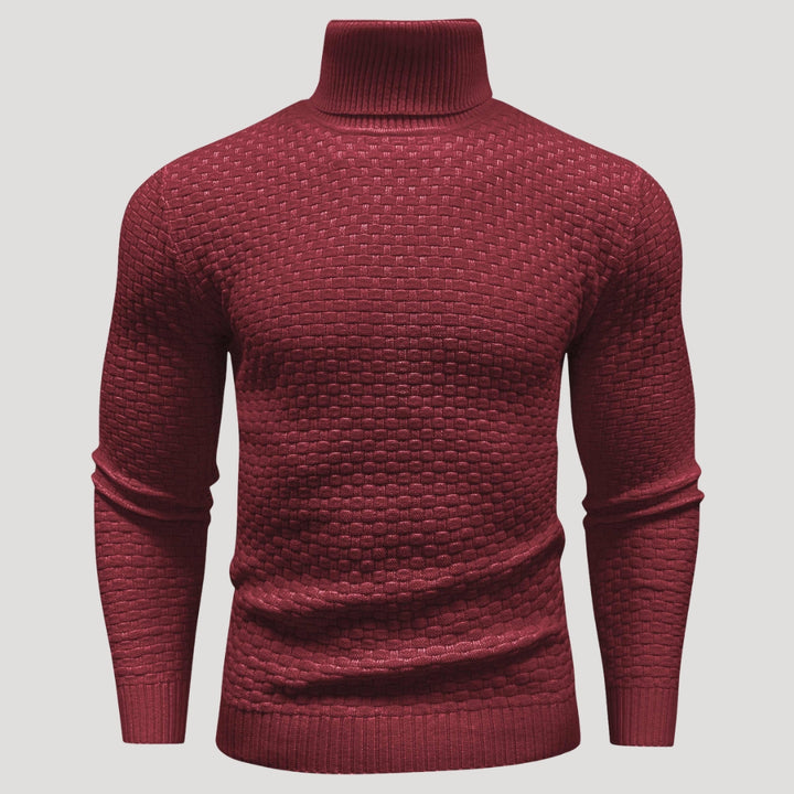 Men’s Textured Turtleneck Knit Sweater Casual Pullover Top