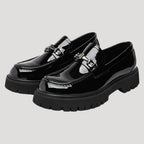 Women’s Loafers Chunky Platform Leather Slip On Shoes