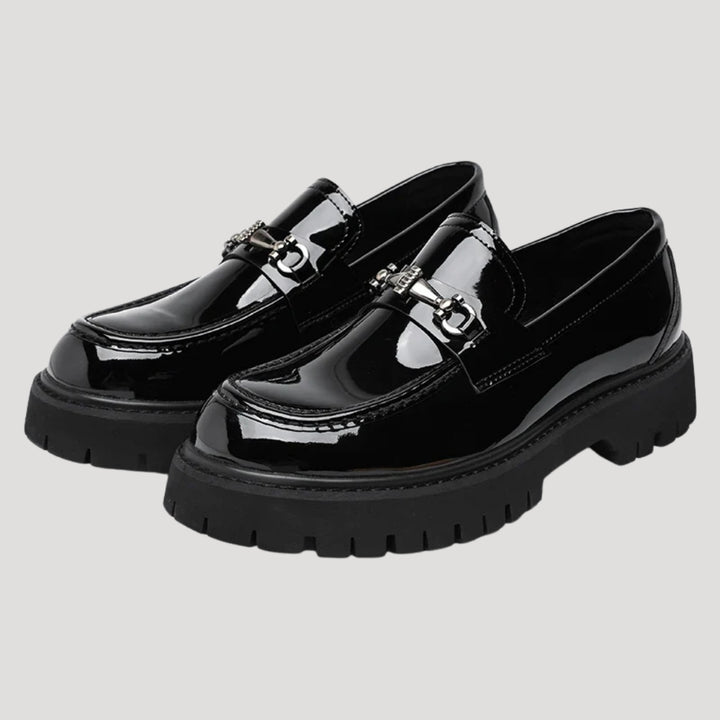 Women’s Loafers Chunky Platform Leather Slip On Shoes