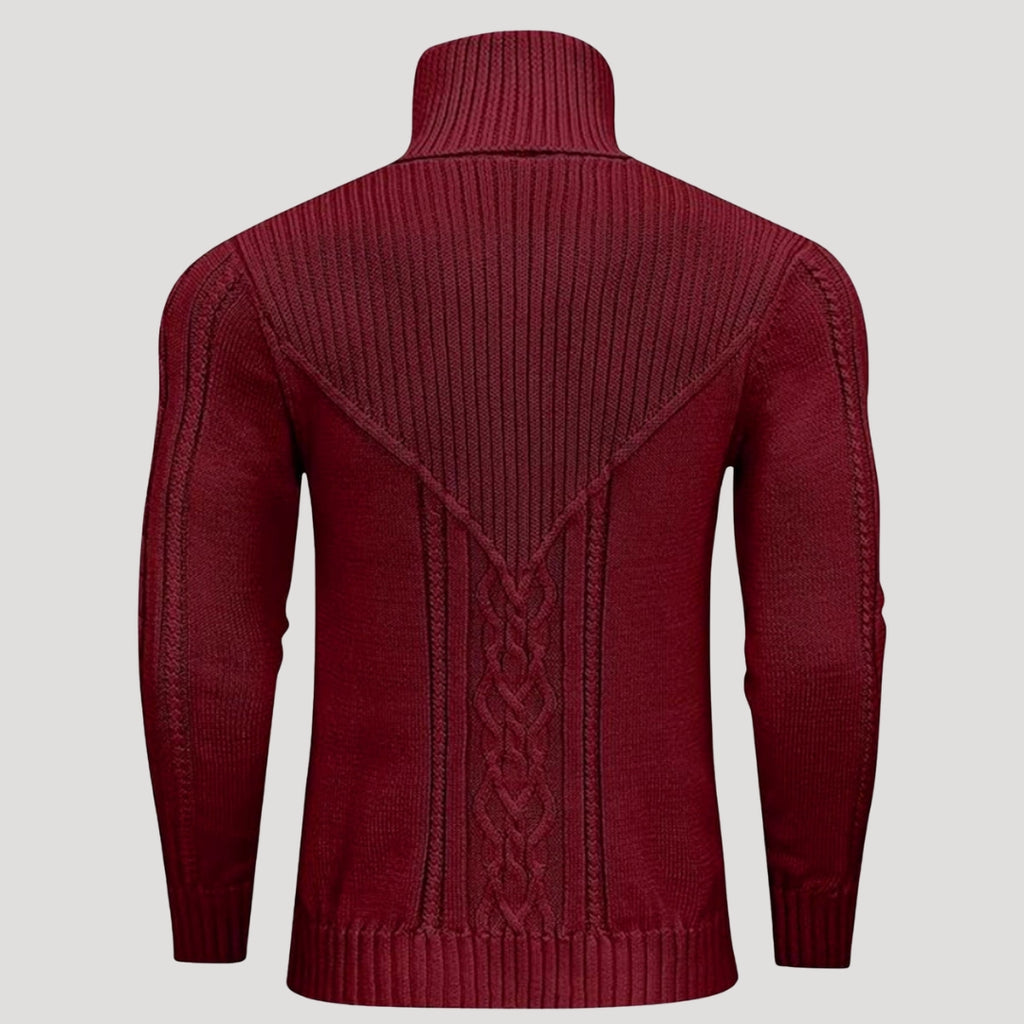 Men’s Ribbed Turtleneck Knit Sweater Slim Fit Pullover