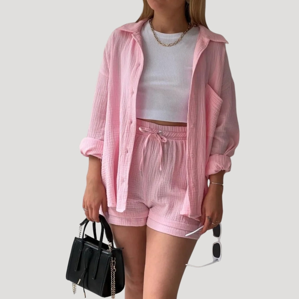 Women’s Shirt And Shorts Two Piece Matching Set
