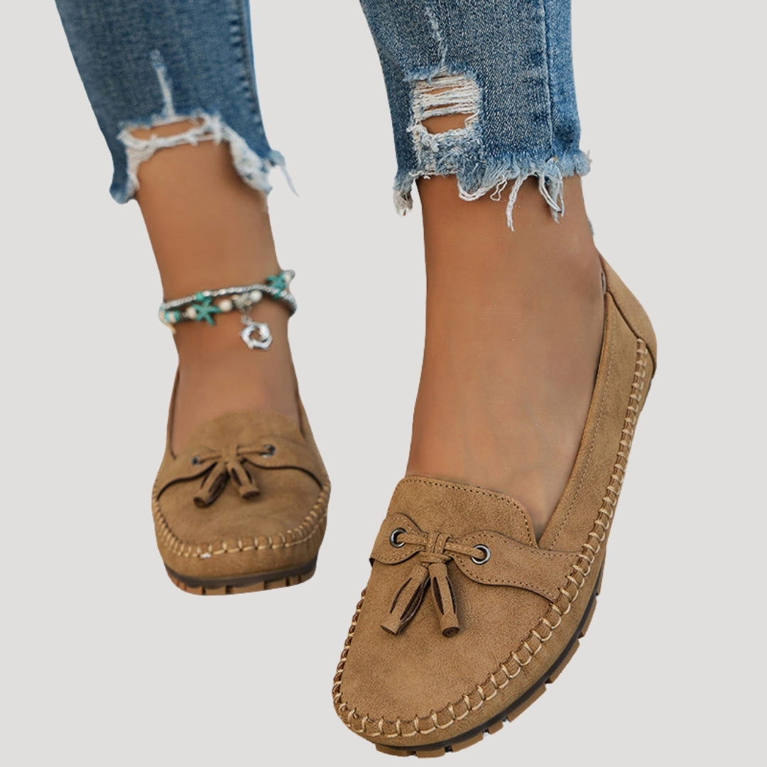 Women's Suede Loafers Tassel Slip On Casual Flats