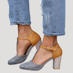 Women’s Block Heel Pumps With Strap Elegant Comfort Fit