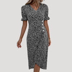 Women’s Summer Dress Midi Wrap Floral Casual V Neck
