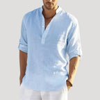 Men’s Linen Shirt Long Sleeve Casual Button Up Summer Top