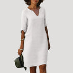 Women’s Summer Dress Casual Midi Shift V Neck Sleeve