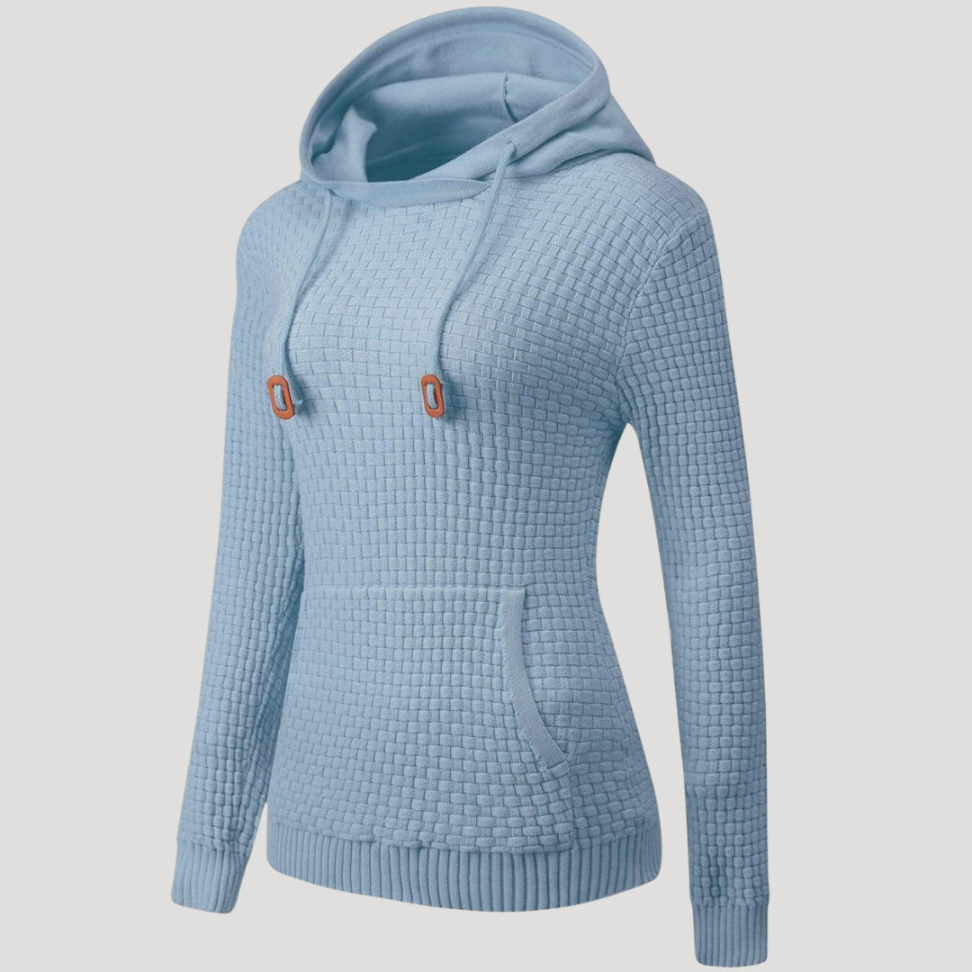 Women’s Knit Pullover Hoodie Casual Long Sleeve Waffle Sweatshirt
