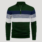 Men’s Striped Quarter Zip Sweater Casual Knit Pullover Top
