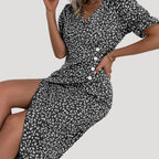 Women’s Summer Dress Midi Wrap Floral Casual V Neck