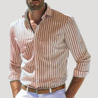 Men’s Striped Button Down Shirt Slim Fit Long Sleeve Top