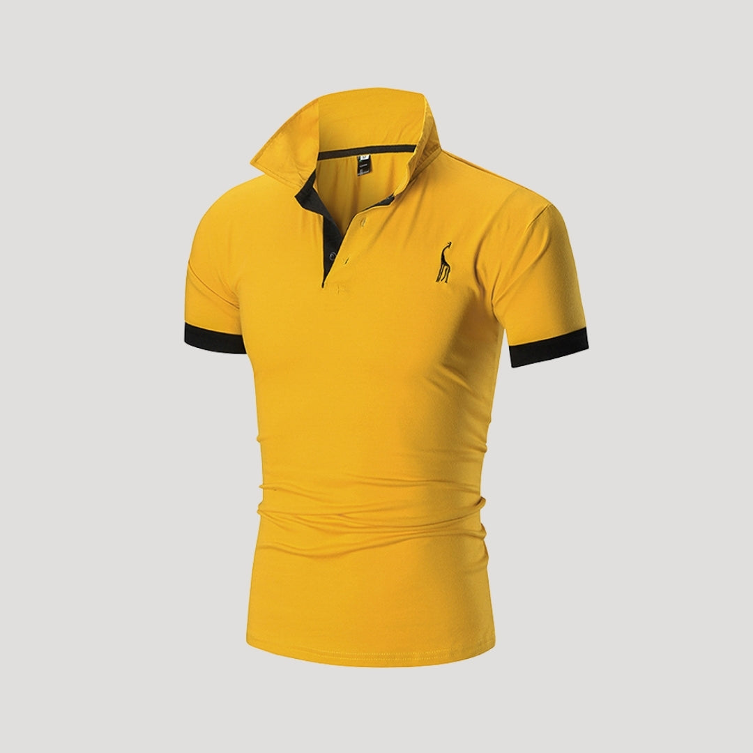 Men’s Short Sleeve Henley Polo Shirt Slim Fit Casual Top