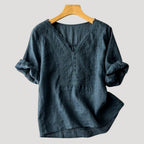 Women’s Blouse V Neck Short Sleeve Embroidered Casual Loose