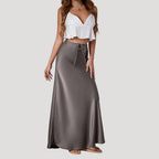 Women’s Long Skirt Maxi Satin High Waist A Line Slip