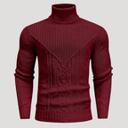 Men’s Ribbed Turtleneck Knit Sweater Slim Fit Pullover