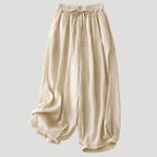 Women’s Linen Pants Loose Casual Elastic Waist Drawstring Cropped