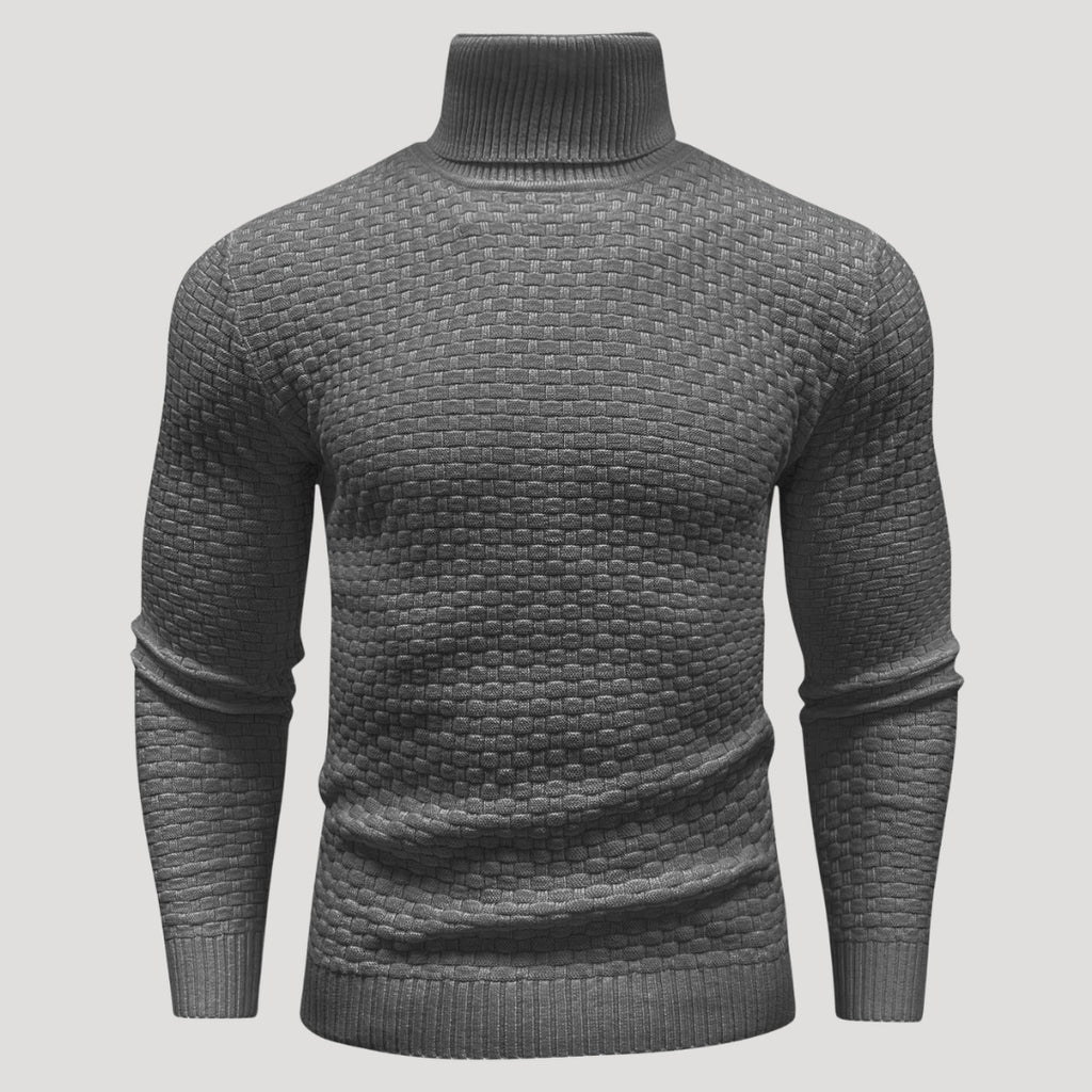 Men’s Textured Turtleneck Knit Sweater Casual Pullover Top