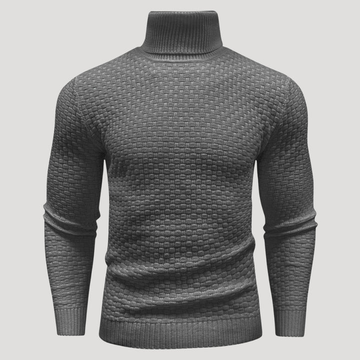 Men’s Textured Turtleneck Knit Sweater Casual Pullover Top