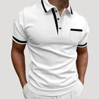 Men’s Short Sleeve Polo Shirt Contrast Trim Casual Fit