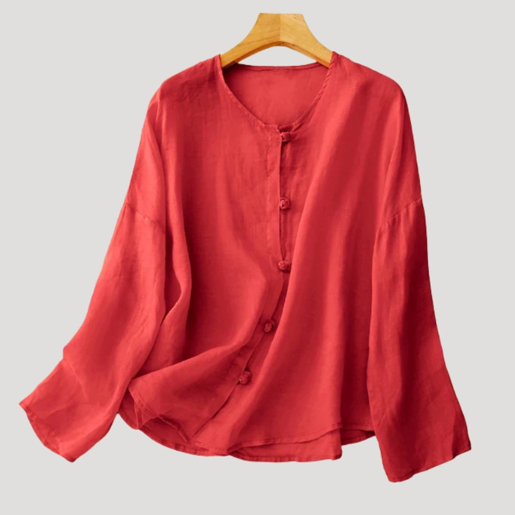 Women’s Blouse Linen Top Long Sleeve Flowy Loose