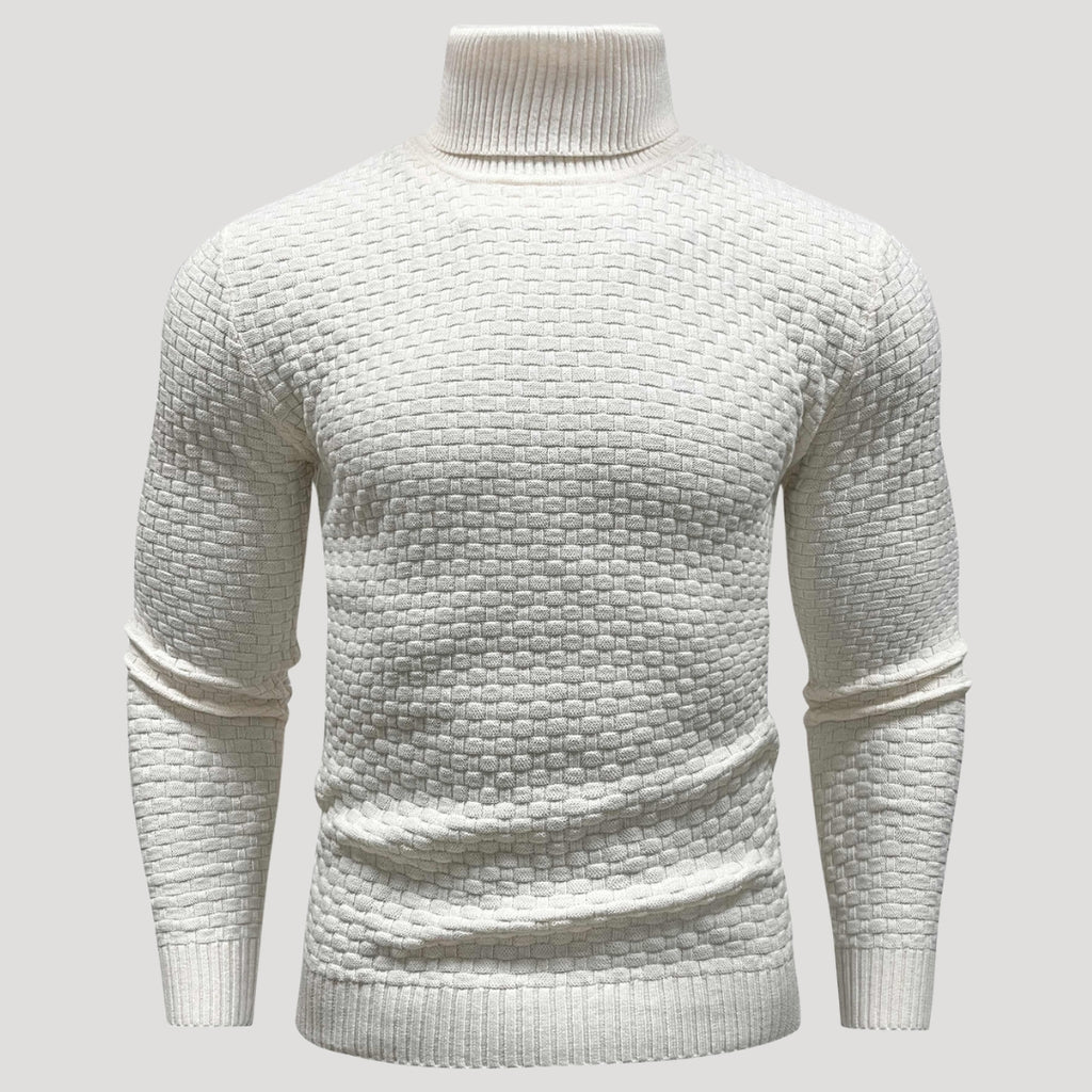 Men’s Textured Turtleneck Knit Sweater Casual Pullover Top