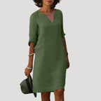 Women’s Summer Dress Casual Midi Shift V Neck Sleeve