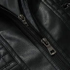 Men’s Leather Bomber Jacket Removable Hood Zip Outerwear