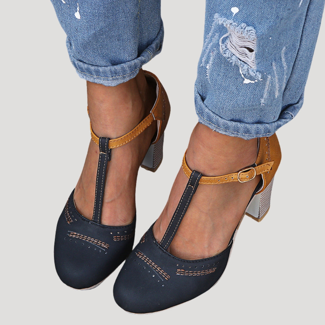 Women’s Block Heel Pumps With Strap Elegant Comfort Fit