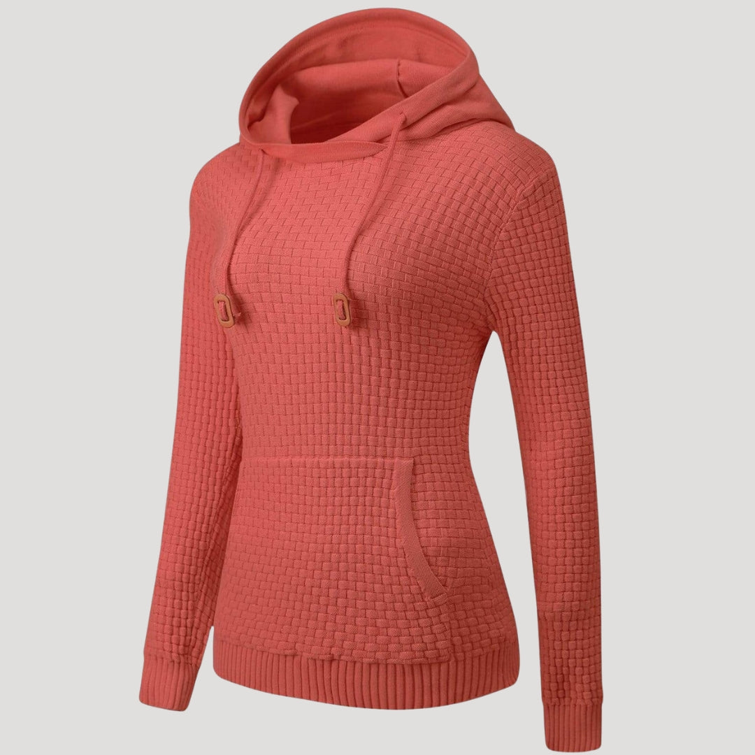 Women’s Knit Pullover Hoodie Casual Long Sleeve Waffle Sweatshirt