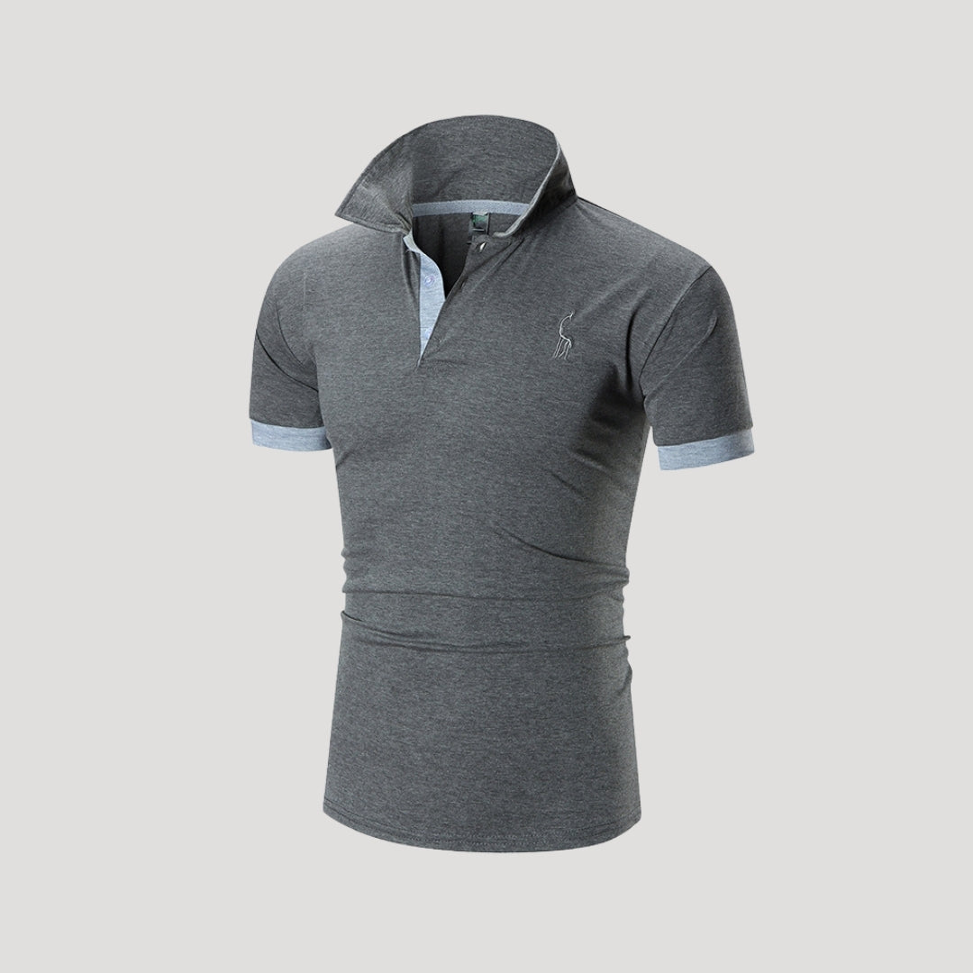 Men’s Short Sleeve Henley Polo Shirt Slim Fit Casual Top